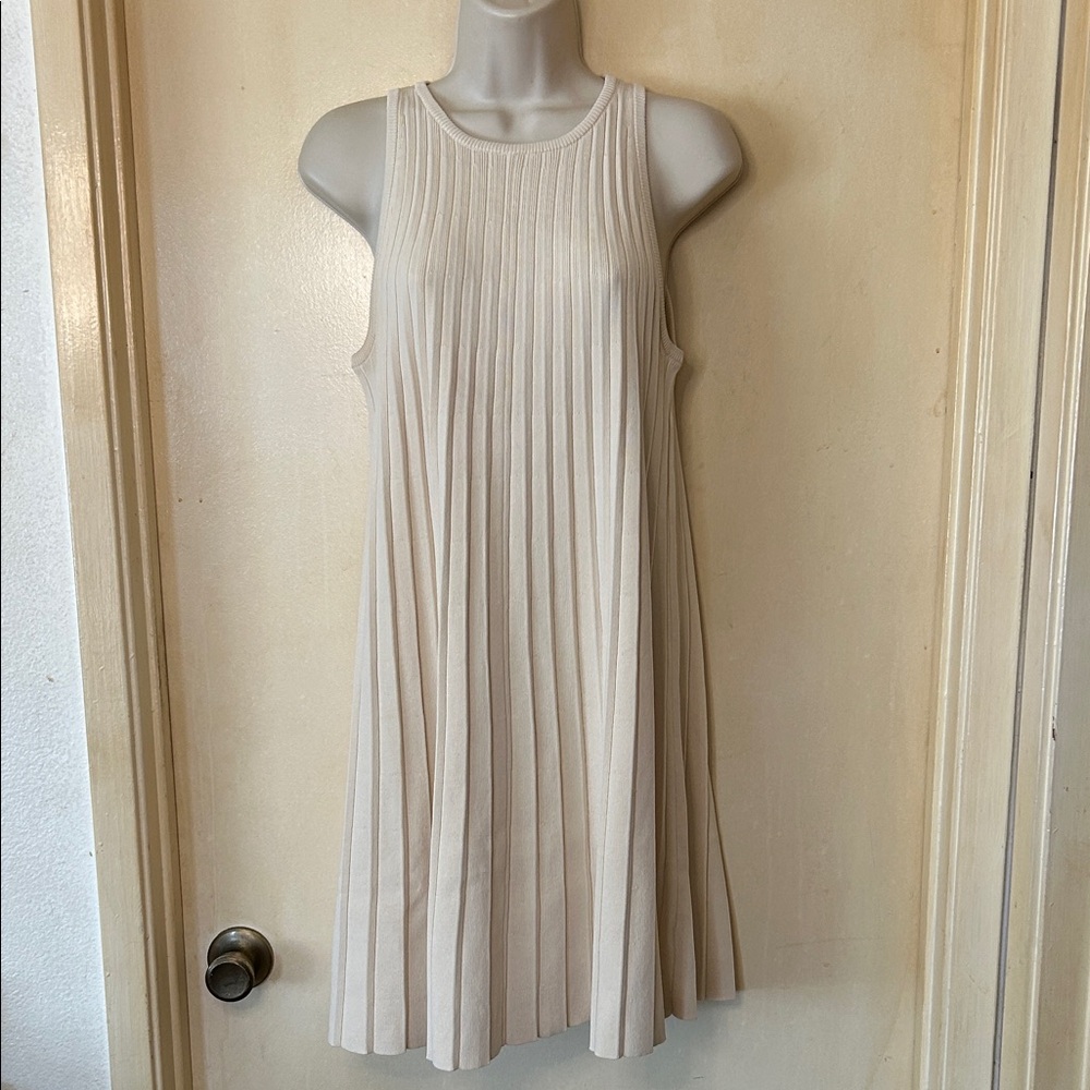 English Factory Cream Pleated Knit Mini Dress size S
